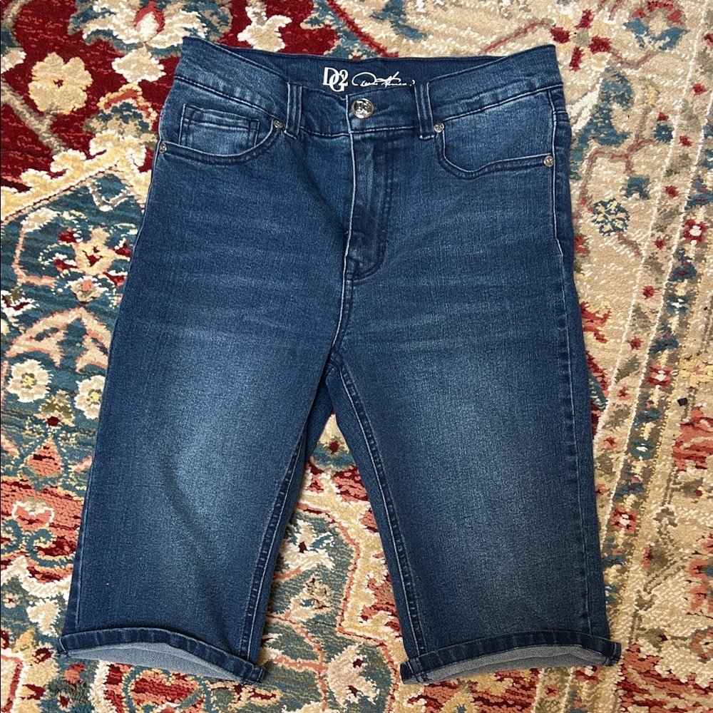 DG2 by Diane Gilman Women's Blue Denim Bermudas